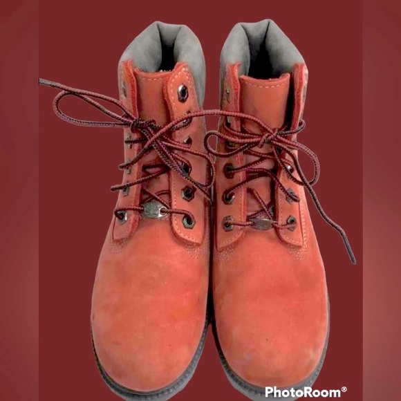 Womens Coral Timberland Leather Boots Size 5.5 - Picture 3 of 5